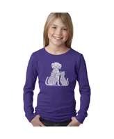 Big Girl's Word Art Long Sleeve T-Shirt - Dogs and Cats