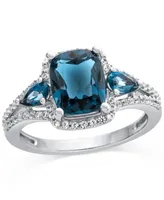 London Blue Topaz (2-5/8 ct. t.w.) and White Topaz (1/4 ct. t.w.) Ring in Sterling Silver