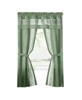 Kate Aurora Pacifico 5 Piece Rod Pocket All In One Attached Semi Sheer Window Curtain Panels & Valance Set