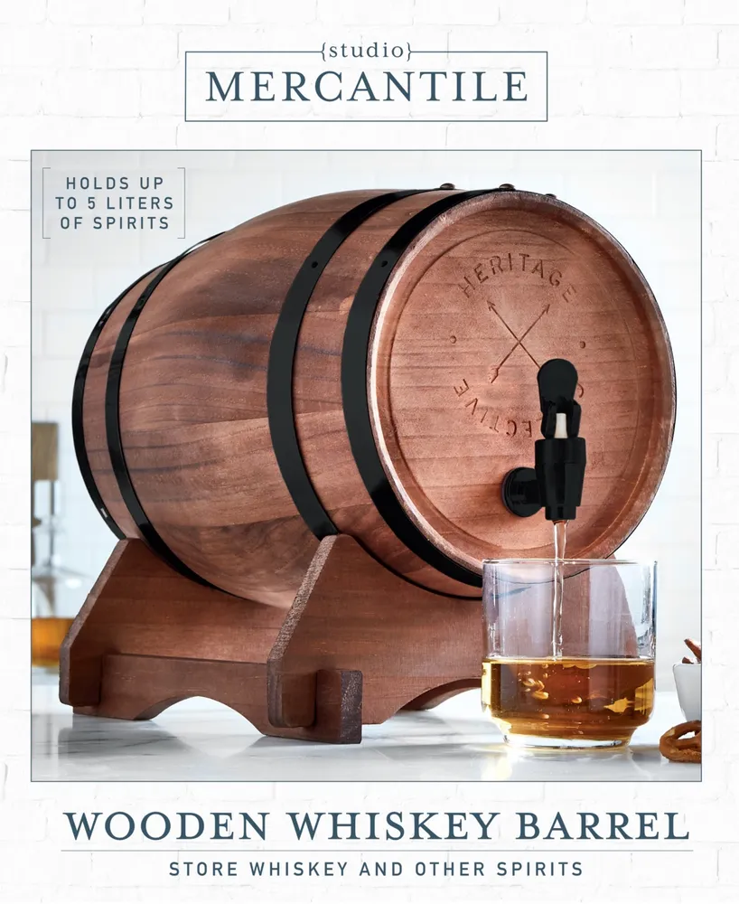 Studio Mercantile Miniature Wood Whiskey Barrel Dispenser