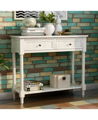 Simplie Fun Daisy Series Console Table Traditional Design With Two Drawers And Bottom Shelf (Ivory)