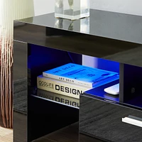 Modern Tv Stand With Led Lights, High Glossy Front Tv Cabinet