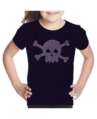 Big Girl's Word Art T-shirt - Xoxo Skull