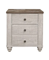 Transitional-Rustic Style Nightstand Drawers Two-Tone Finish Melamine Board Bedroom Furniture