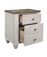 Transitional-Rustic Style Nightstand Drawers Two-Tone Finish Melamine Board Bedroom Furniture