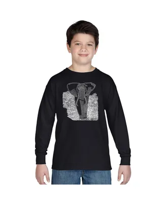 La Pop Art Boys Word Long Sleeve T-shirt - Elephant