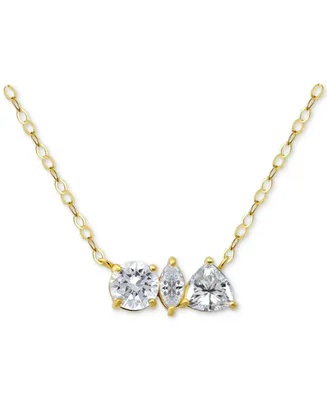 Giani Bernini Cubic Zirconia Multi-Cut Pendant Necklace 18k Gold-Plated Sterling Silver, 16" + 2" extender, Created for Macy's