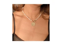 Joey Baby 18K Gold Plated Freshwater Pearls with a Coin Pendant - Giorgia Pearl Necklace 17" For Women