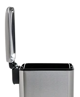 QualiaZero Two 1.3 Gallon Slim Step On Trash Can Set, 2 Pieces, Stainless Steel, Twin Pack