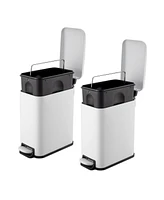 QualiaZero Two 1.3 Gallon Slim Step On Trash Can Set, 2 Pieces, Twin Pack