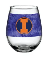 Illinois Fighting Illini 15 Oz Vintage-Inspired Tie-Dye Stemless Wine Glass