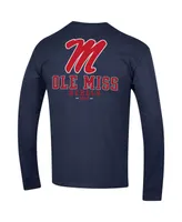 Men's Champion Navy Ole Miss Rebels Team Stack Long Sleeve T-shirt