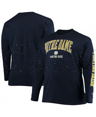 Men's Champion Navy Notre Dame Fighting Irish Big and Tall 2-Hit Long Sleeve T-shirt