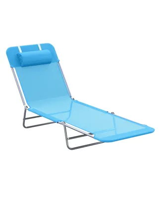 Outsunny Outdoor Folding Chaise Lounge Sun Recliner Beach Patio Lightweight Chair with Sturdy Durable Frame, Blue