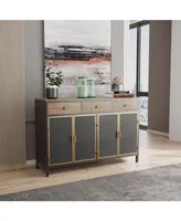 Simplie Fun 4 Doors Modern Sideboard With 3 Top Drawers, Freestanding Sideboard Storage Cabinet Entryway