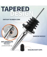 Zulay Kitchen Stainless Steel Liquor Bottle Pourers with Rubber Dust Caps - 2 Pack