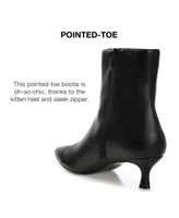 Journee Collection Women's Arely Kitten Heel Pointed Toe Dress Booties