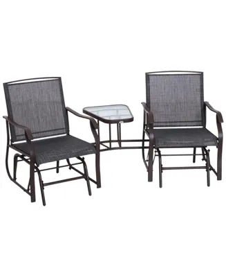 Outsunny Outdoor Glider Chairs with Coffee Table, Patio 2