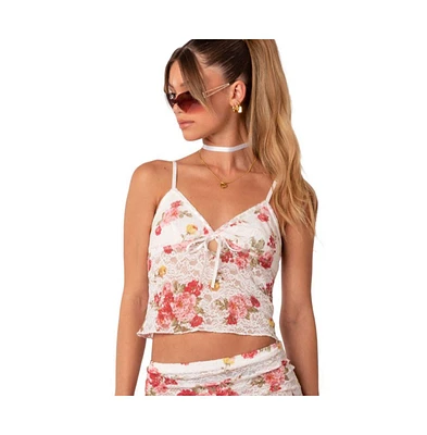 Portofino Printed Sheer Lace Tank Top