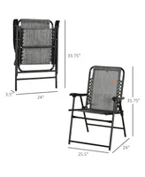 Outsunny Folding Patio Chair, Outdoor Portable Armchair Camping Chair for Camping, Pool, Beach, Lawn, Deck, Grey