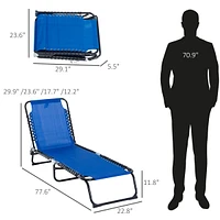 Outsunny Outdoor Folding Chaise Lounge Chair, Portable Lightweight Reclining Garden Sun Lounger with 4-Position Adjustable Backrest for Patio, Deck