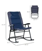 Outsunny 2 Piece Outdoor Rocking Chair Set, Patio Furniture Set with Folding Design, Armrests for Porch, Camping, Balcony, Navy Blue