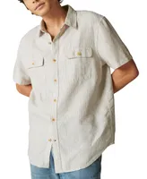 Lucky Brand Men's Striped Short Sleeves Work Wear Shirt