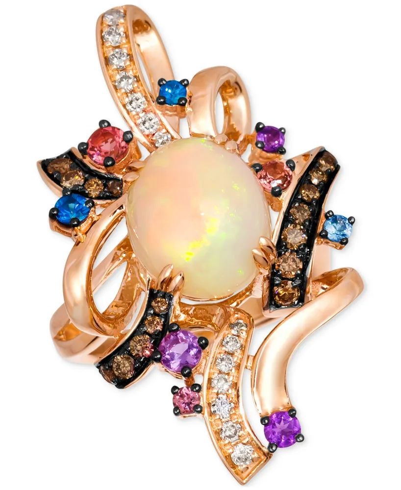 Le Vian Crazy Collection Multi-Gemstone (2-3/8 ct. t.w.) & Diamond (1/2 ct. t.w.) Swirl Abstract Statement Ring in 14k Rose Gold