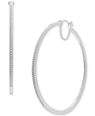 Wrapped Diamond & Out Medium Hoop Earrings (1/2 ct. t.w.) Sterling Silver or 14k Gold-Plated Silver, Created for Macy's