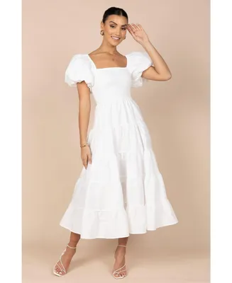 Petal and Pup Women's Annette Puff Sleeve Shirred Midi Dress