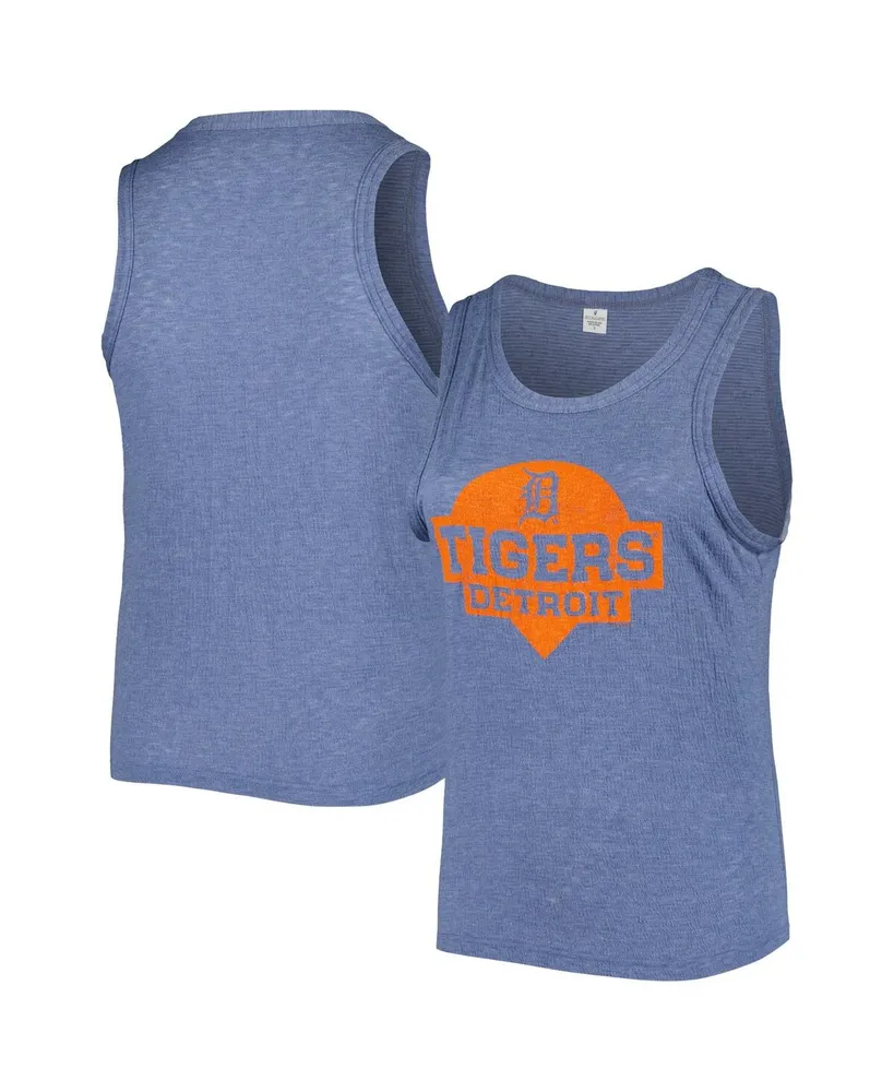 Women's Soft as a Grape Navy Detroit Tigers Plus High Neck Tri-Blend Tank Top