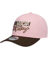 Men's New Era Pink, Brown Nascar 9FORTY A-Frame Snapback Hat