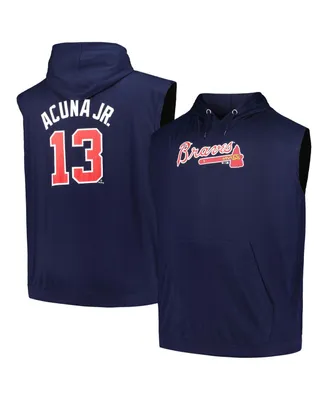 Men's Fanatics Ronald Acuna Jr. Navy Atlanta Braves Name and Number Muscle Big Tall Tank Hoodie