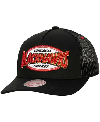 Men's Mitchell & Ness Black Chicago Blackhawks Team Seal Trucker Snapback Hat