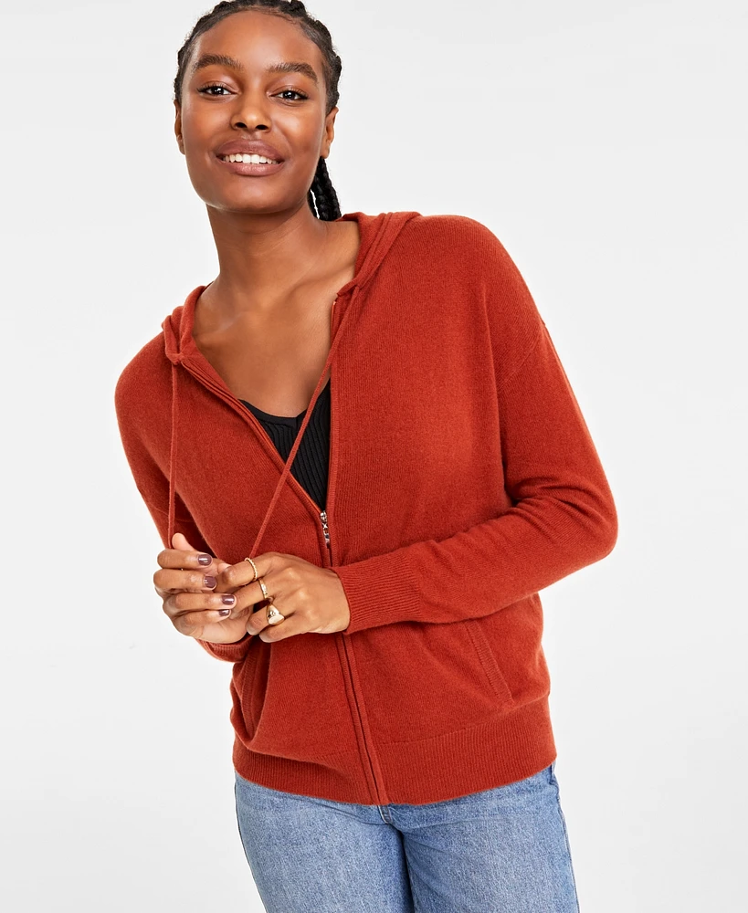 Charter Club Women's 100% Cashmere Zip Hoodie, Regular & Petite, Created for Macy's