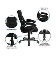 Emma+Oliver High Back Executive Ergonomic Office Chair With Silver Nylon Base And Arms