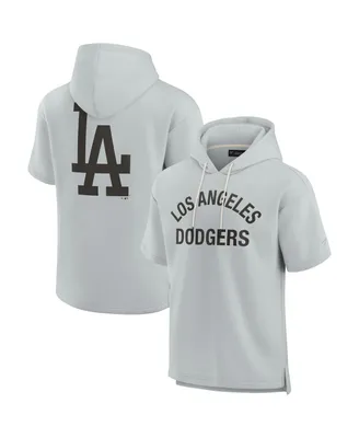 Men's and Women's Fanatics Signature Gray Los Angeles Dodgers Super Soft Fleece Short Sleeve Hoodie