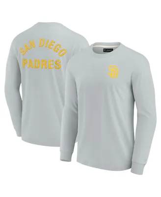 Men's and Women's Fanatics Signature Gray San Diego Padres Super Soft Long Sleeve T-shirt