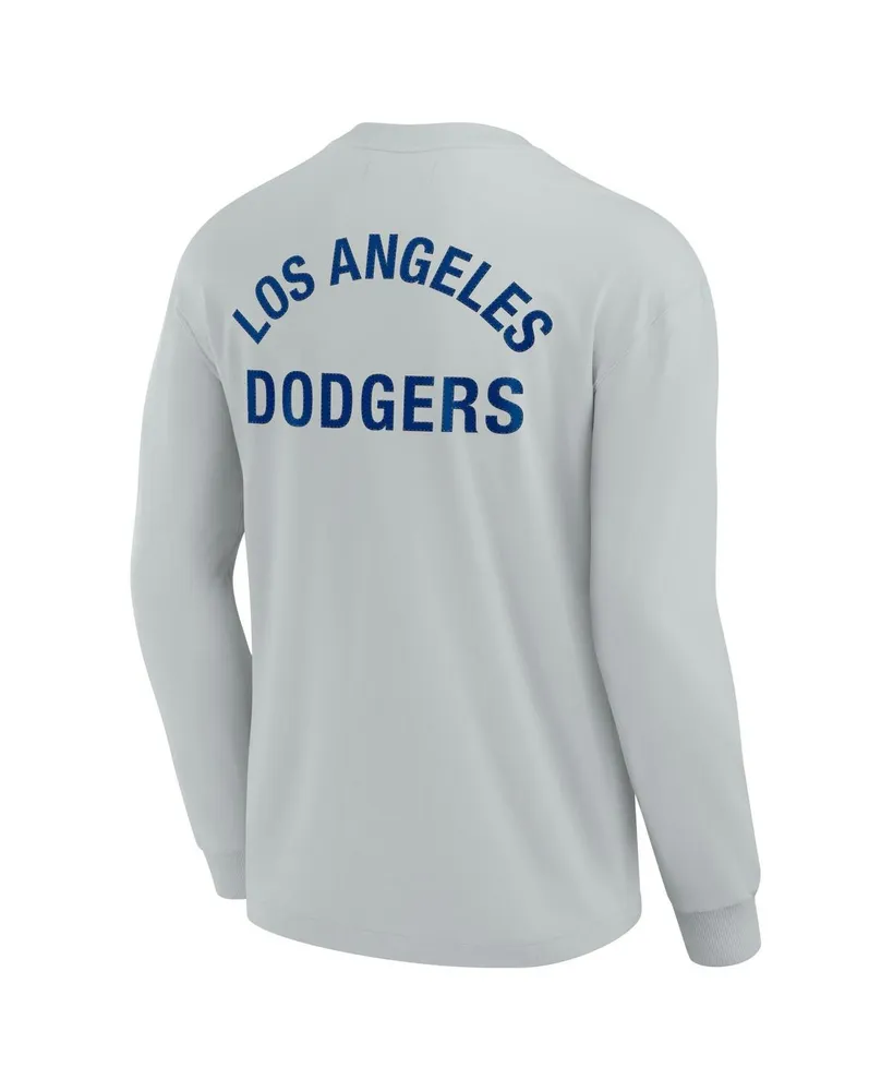 Men's and Women's Fanatics Signature Gray Los Angeles Dodgers Super Soft Long Sleeve T-shirt