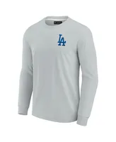 Men's and Women's Fanatics Signature Gray Los Angeles Dodgers Super Soft Long Sleeve T-shirt