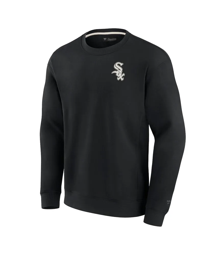 Men's and Women's Fanatics Signature Black Chicago White Sox Super Soft Pullover Crew Sweatshirt