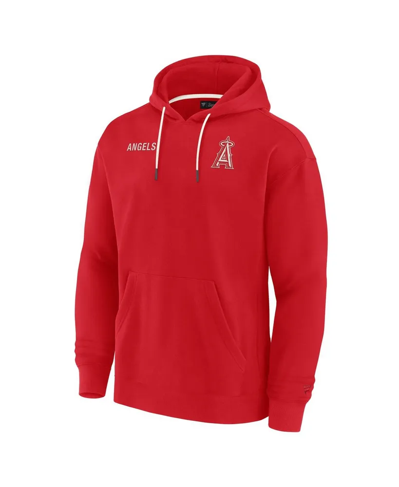Men's and Women's Fanatics Signature Red Los Angeles Angels Super Soft Fleece Pullover Hoodie