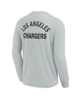 Men's and Women's Fanatics Signature Gray Los Angeles Chargers Super Soft Long Sleeve T-shirt