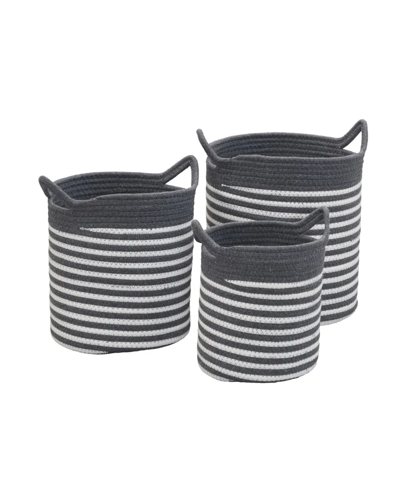 Baum Faux Wicker Woodstrip Edge 3 Piece Plastic Basket Set