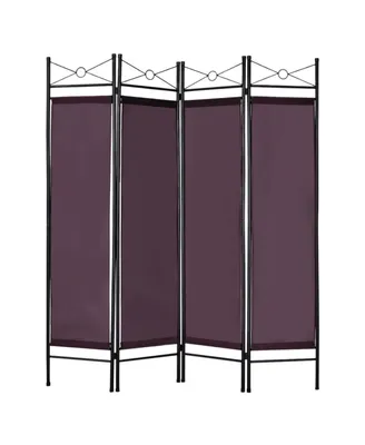 4 Panel Room Divider Privacy Screen Home Office Fabric Metal Frame