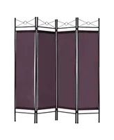 4 Panel Room Divider Privacy Screen Home Office Fabric Metal Frame