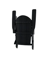 2-Piece Outdoor Folding Adirondack Chair with Footrest Ottoman Set