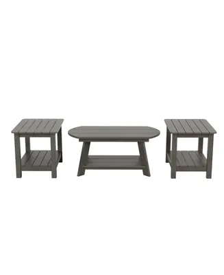 3-Piece Outdoor Adirondack Coffee Table and Side Set