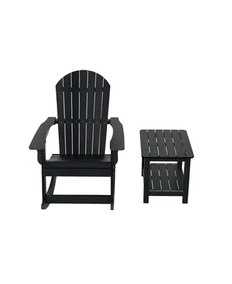 Piece Outdoor Patio Adirondack Rocking Chair with Side Table Set