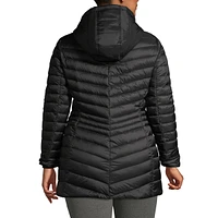 Lands' End Plus Wanderweight Packable Down Hooded Long Jacket